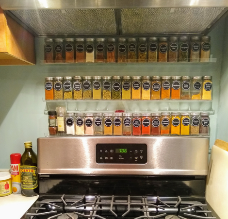 Spice racks that my boyfriend installed in our kitchen